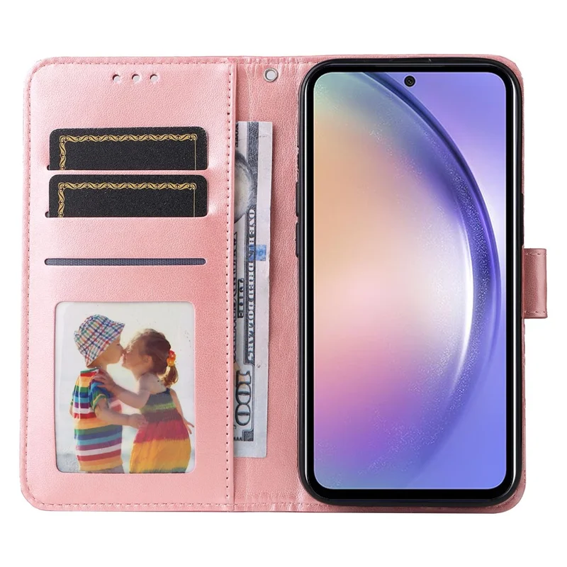 For Samsung Galaxy M54 5G / F54 5G PU Leather Flip Phone Case Sunflower Imprinted Stand Wallet Cover - Pink
