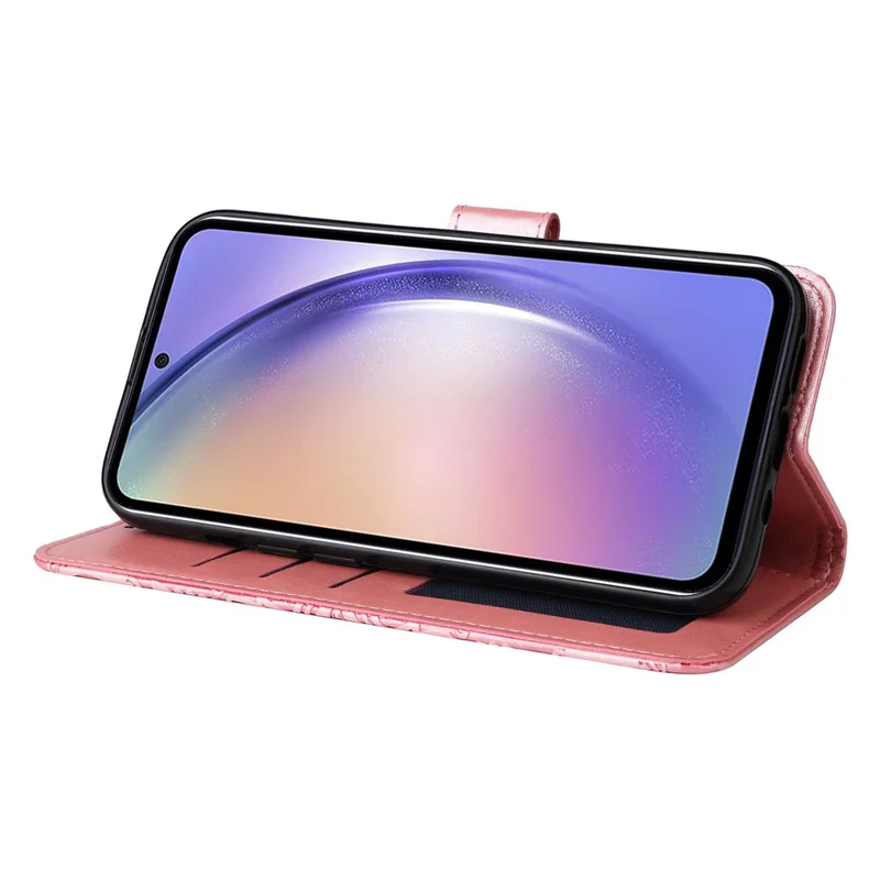 For Samsung Galaxy M54 5G / F54 5G PU Leather Flip Phone Case Sunflower Imprinted Stand Wallet Cover - Pink