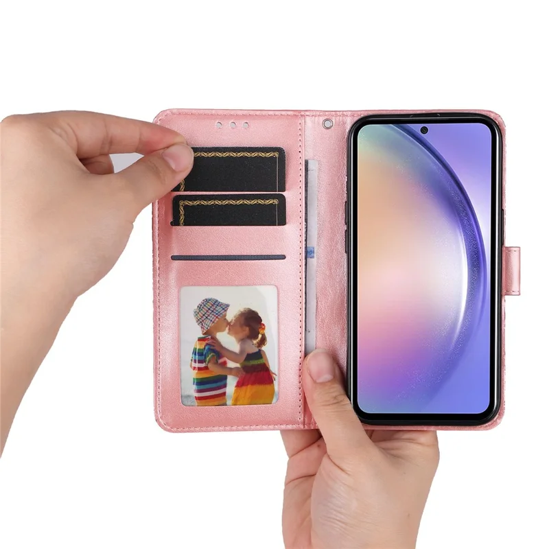 For Samsung Galaxy M54 5G / F54 5G PU Leather Flip Phone Case Sunflower Imprinted Stand Wallet Cover - Pink