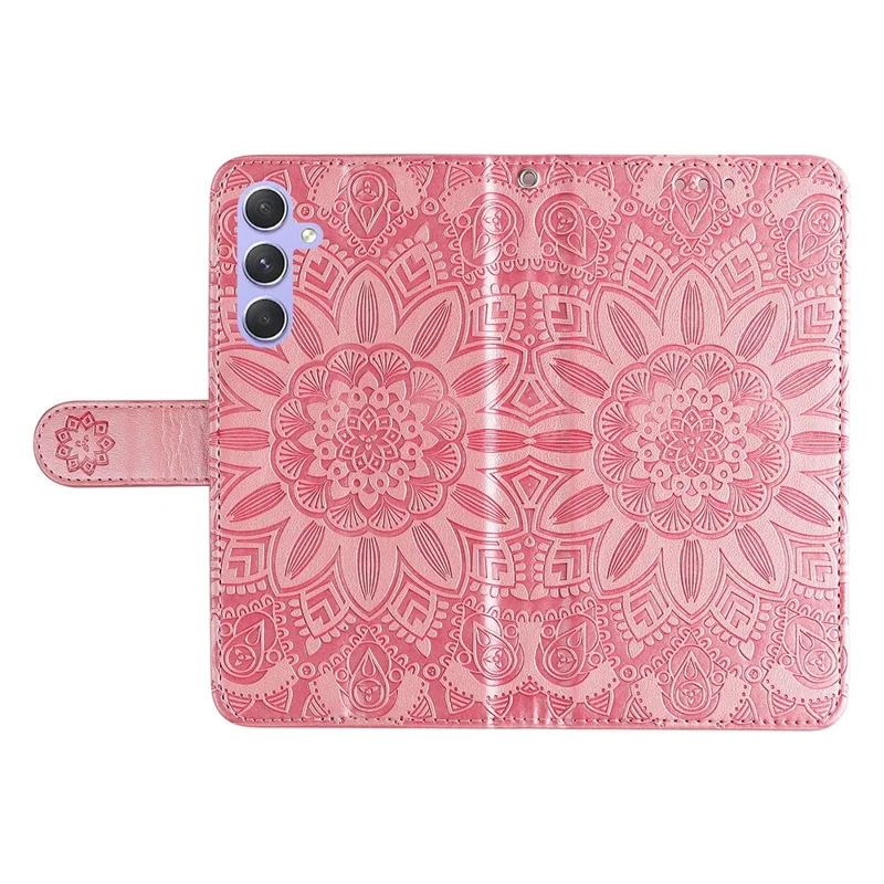 For Samsung Galaxy M54 5G / F54 5G PU Leather Flip Phone Case Sunflower Imprinted Stand Wallet Cover - Pink