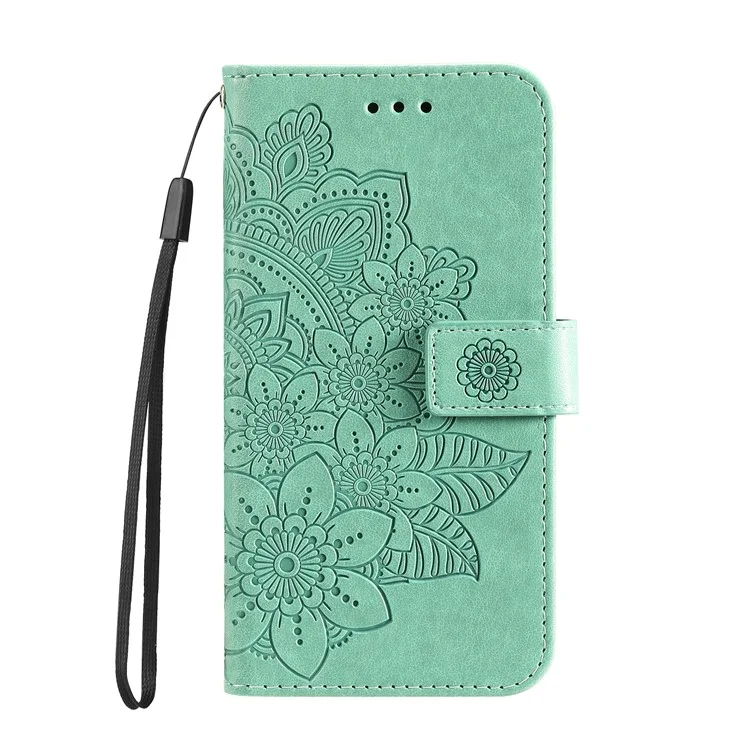 Для Samsung Galaxy M54 5G / F54 5G Цветочный тиснёный кожаный бумажник, чехол-книжка с подставкой, защитный чехол для телефона - зелёный