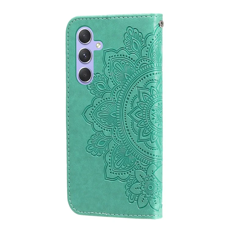 Для Samsung Galaxy M54 5G / F54 5G Цветочный тиснёный кожаный бумажник, чехол-книжка с подставкой, защитный чехол для телефона - зелёный