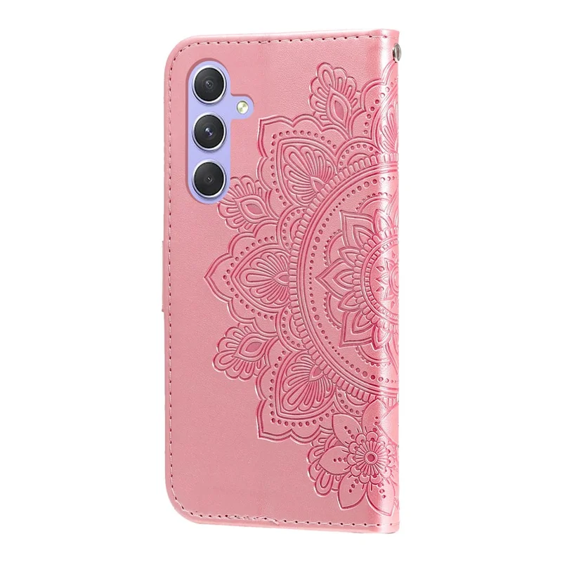 For Samsung Galaxy M54 5G / F54 5G Case Floral Pattern PU Leather Wallet Stand Phone Cover - Pink