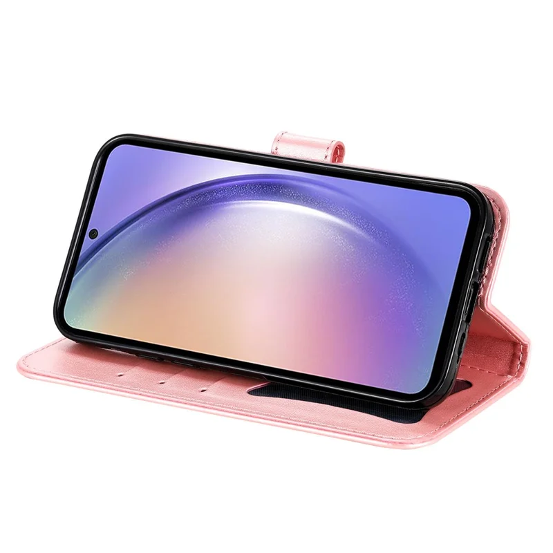 For Samsung Galaxy M54 5G / F54 5G Case Floral Pattern PU Leather Wallet Stand Phone Cover - Pink