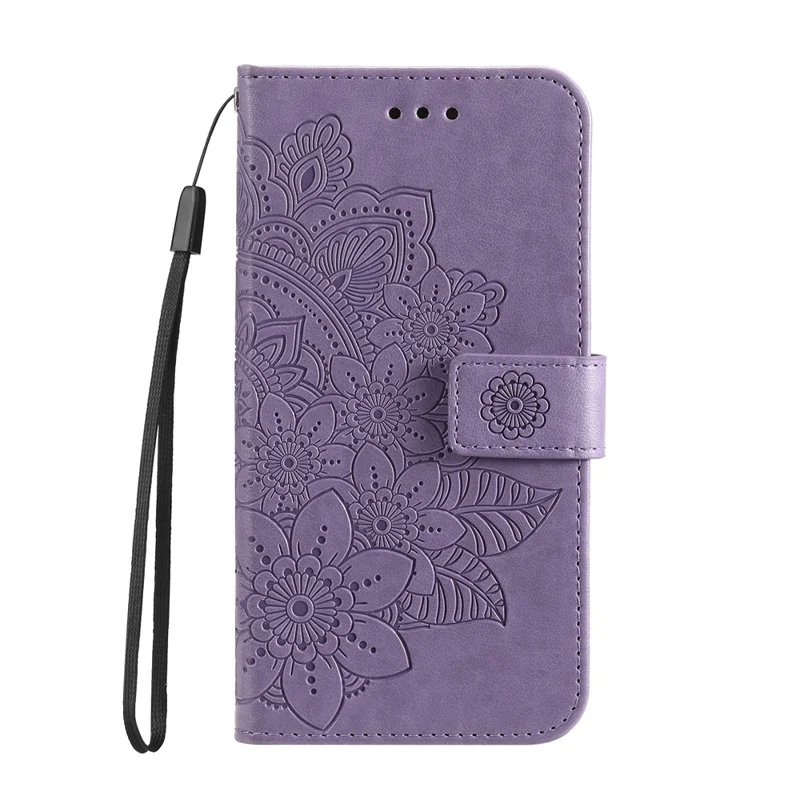 For Samsung Galaxy M54 5G / F54 5G Case Floral Pattern PU Leather Wallet Stand Phone Cover - Purple