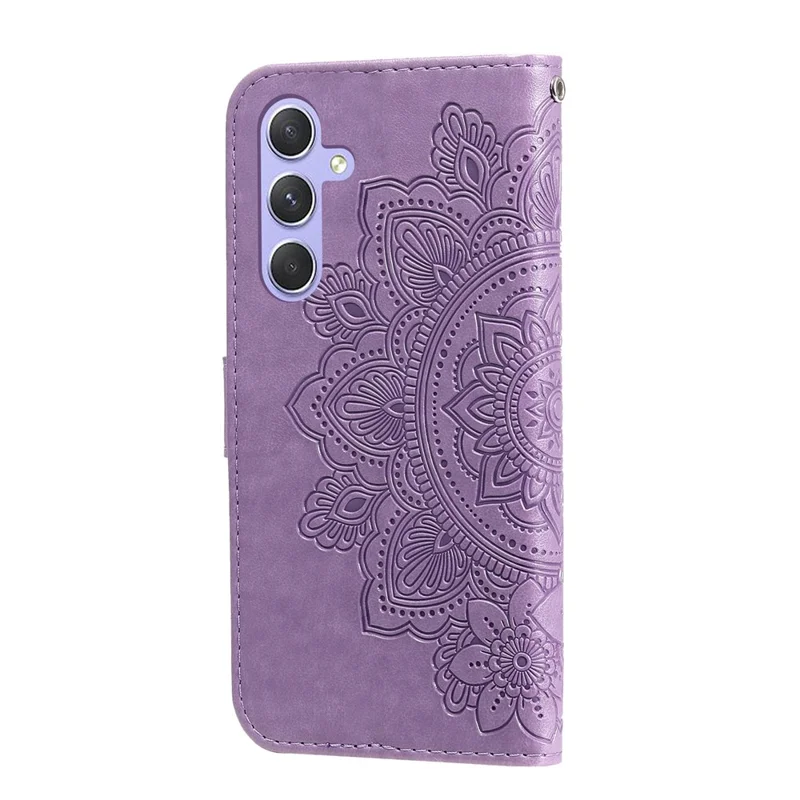 For Samsung Galaxy M54 5G / F54 5G Case Floral Pattern PU Leather Wallet Stand Phone Cover - Purple