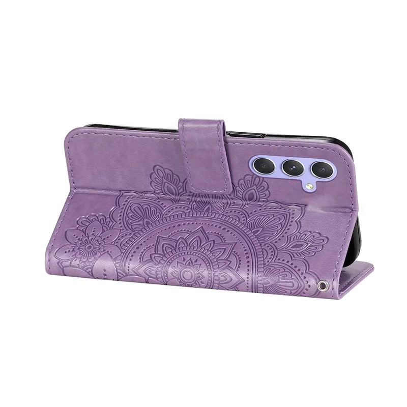 For Samsung Galaxy M54 5G / F54 5G Case Floral Pattern PU Leather Wallet Stand Phone Cover - Purple