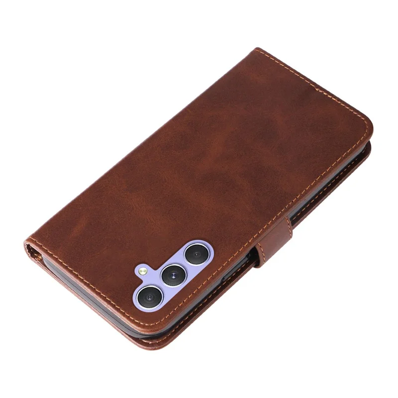 For Samsung Galaxy M54 5G / F54 5G PU Leather Zipper Pocket Phone Case Calf Texture Wallet Stand Cover - Brown