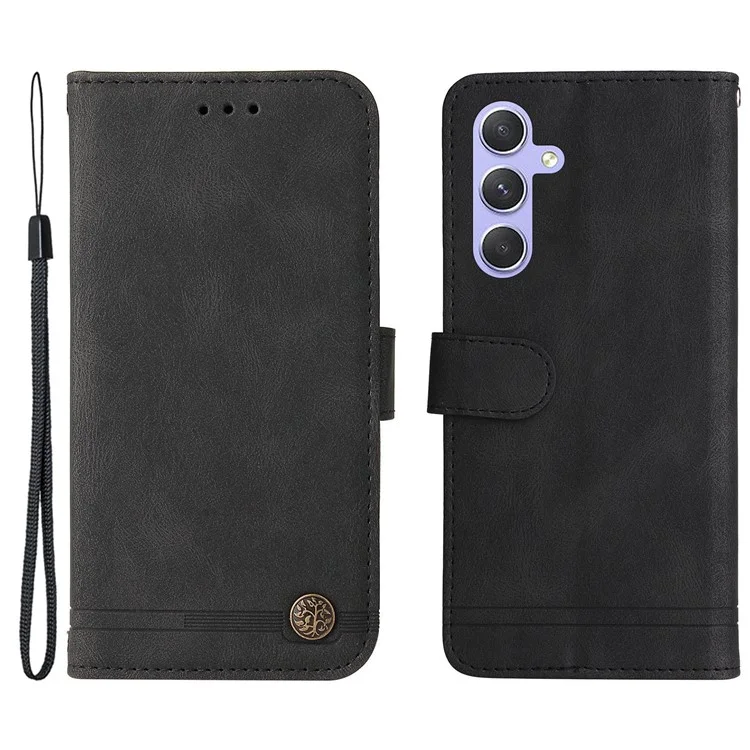 For Samsung Galaxy M54 5G / F54 5G Leather Wallet Cases Skin Touch Phone Cover Stand with Strap - Black