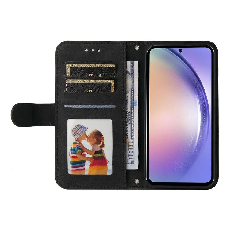 For Samsung Galaxy M54 5G / F54 5G Leather Wallet Cases Skin Touch Phone Cover Stand with Strap - Black