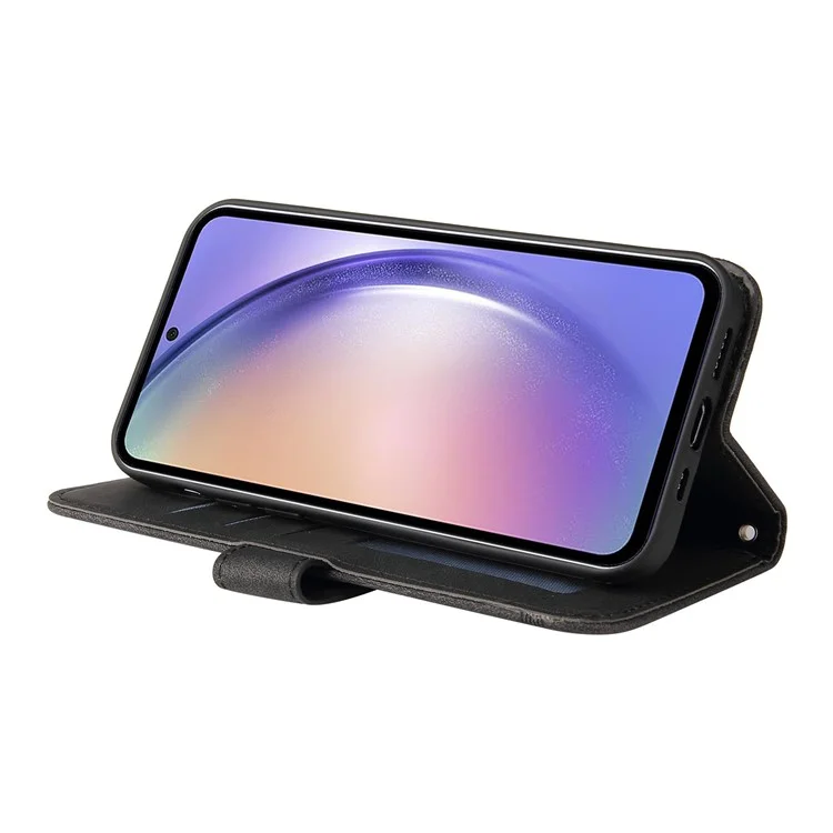 For Samsung Galaxy M54 5G / F54 5G Leather Wallet Cases Skin Touch Phone Cover Stand with Strap - Black