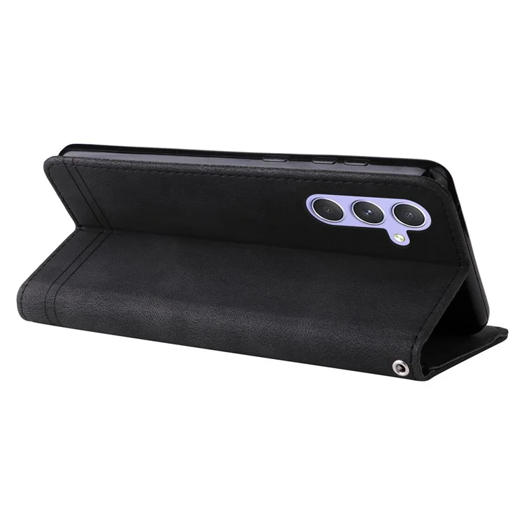 For Samsung Galaxy M54 5G / F54 5G Leather Wallet Cases Skin Touch Phone Cover Stand with Strap - Black