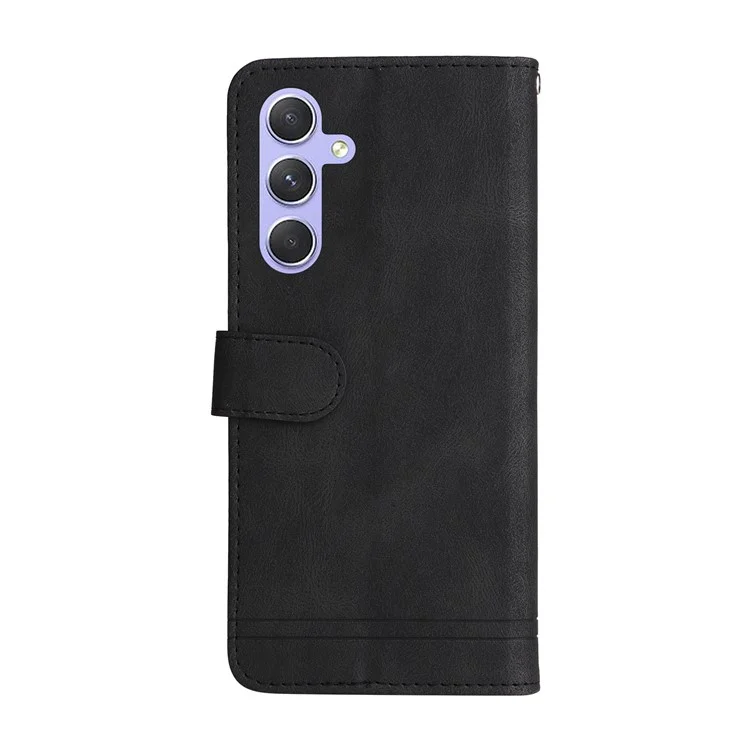 For Samsung Galaxy M54 5G / F54 5G Leather Wallet Cases Skin Touch Phone Cover Stand with Strap - Black