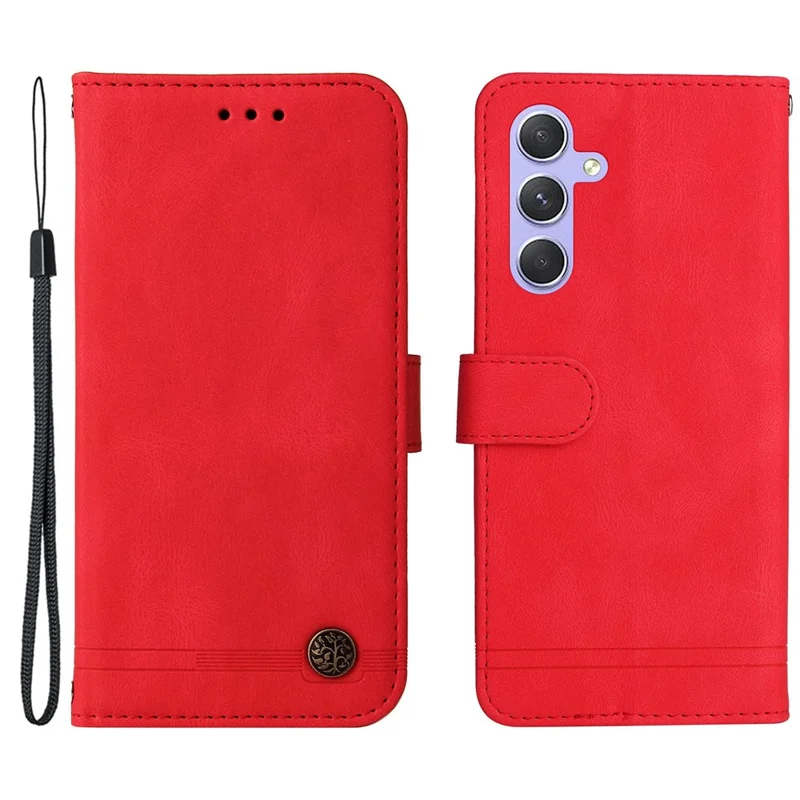 For Samsung Galaxy M54 5G / F54 5G Leather Wallet Cases Skin Touch Phone Cover Stand with Strap - Red