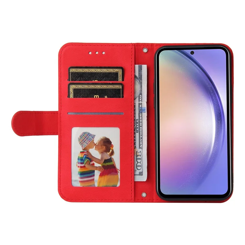 For Samsung Galaxy M54 5G / F54 5G Leather Wallet Cases Skin Touch Phone Cover Stand with Strap - Red