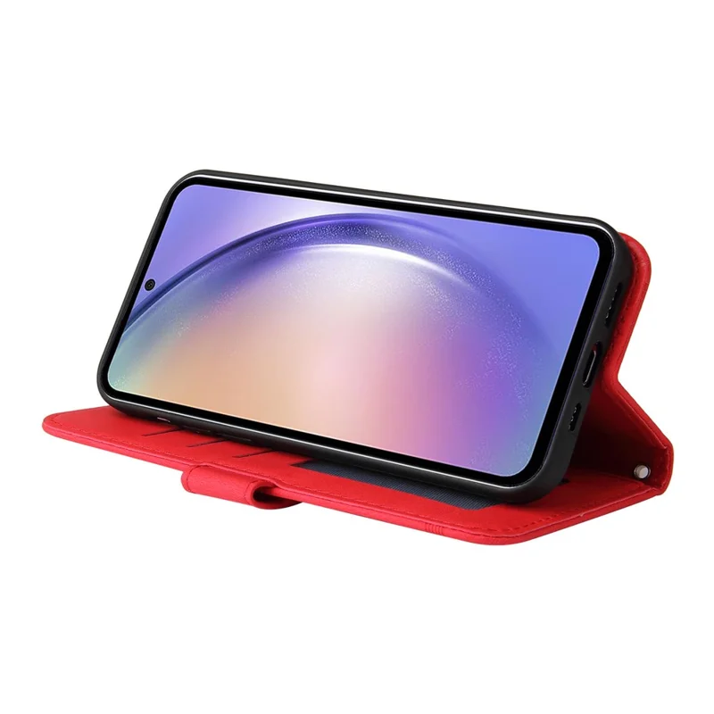 For Samsung Galaxy M54 5G / F54 5G Leather Wallet Cases Skin Touch Phone Cover Stand with Strap - Red