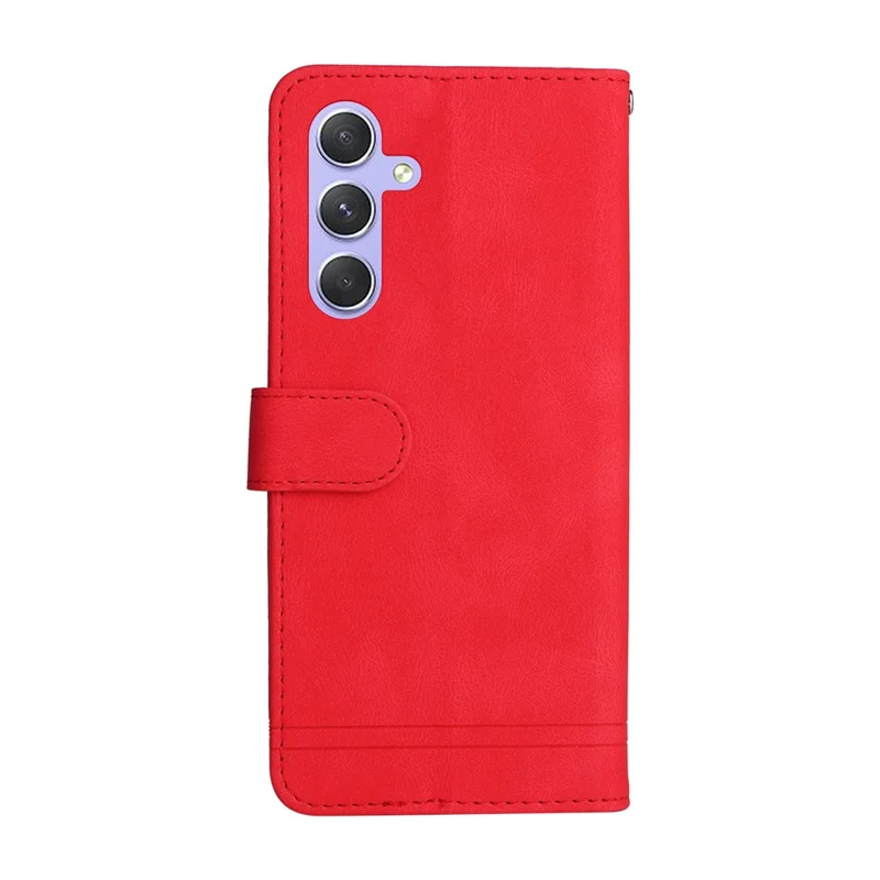 For Samsung Galaxy M54 5G / F54 5G Leather Wallet Cases Skin Touch Phone Cover Stand with Strap - Red