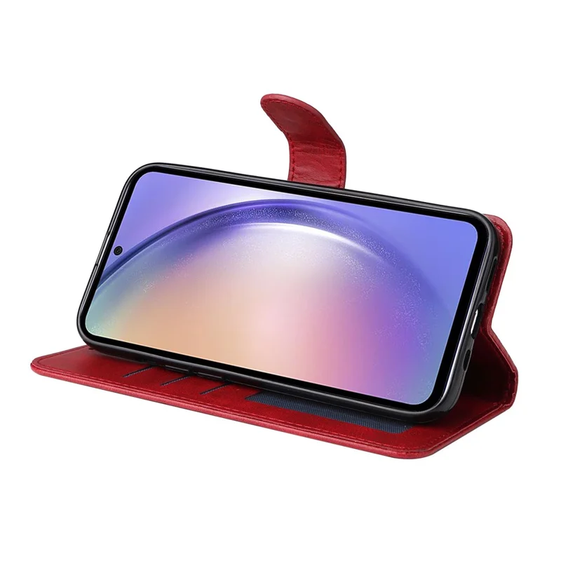 Para Samsung Galaxy M54 5G / F54 5G Flip Protective Phone Cover Funda de cartera de piel de becerro con textura de cuero sintético - Rojo