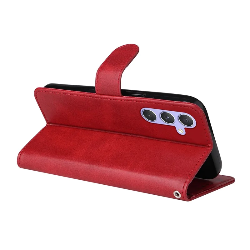 Para Samsung Galaxy M54 5G / F54 5G Flip Protective Phone Cover Funda de cartera de piel de becerro con textura de cuero sintético - Rojo