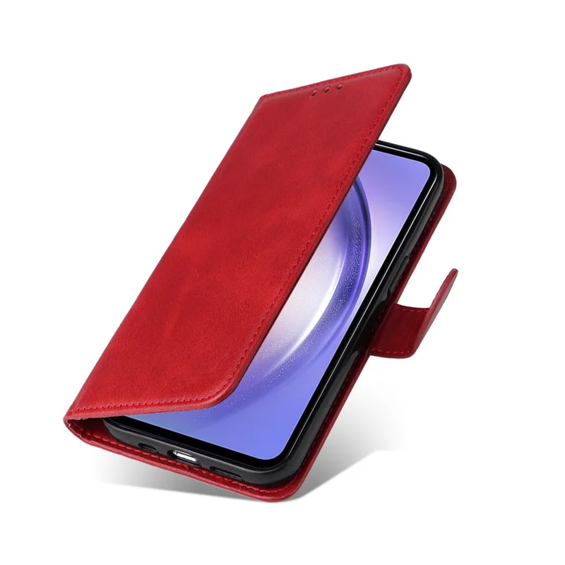 Para Samsung Galaxy M54 5G / F54 5G Flip Protective Phone Cover Funda de cartera de piel de becerro con textura de cuero sintético - Rojo