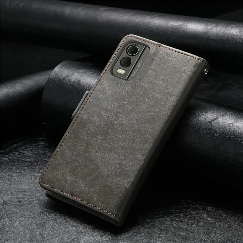 CASENEO 002 Series For Nokia C32 Splicing PU Leather Case RFID Blocking Wallet Stand Phone Cover - Grey