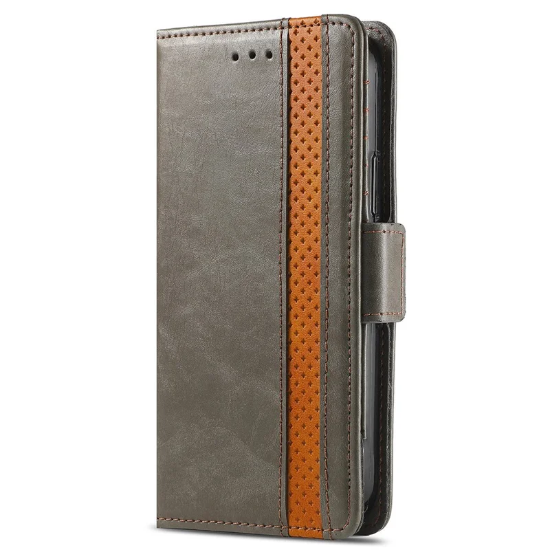 CASENEO 002 Series For Nokia C32 Splicing PU Leather Case RFID Blocking Wallet Stand Phone Cover - Grey