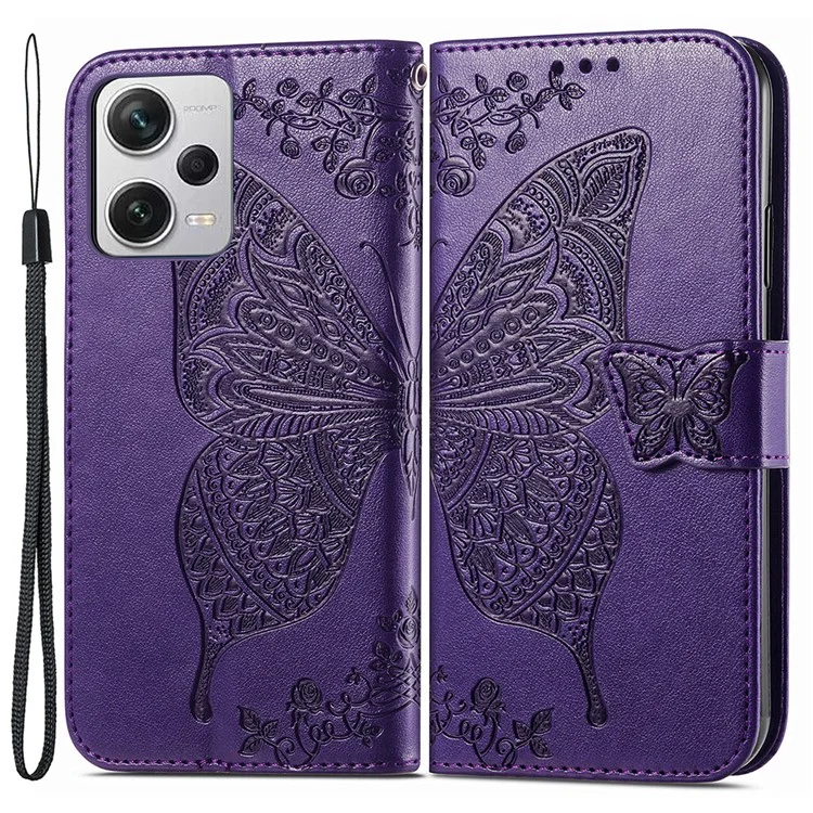 Para Xiaomi Redmi Note 12 Pro+ 5G Flip Folio Cover Imprinted PU Leather Stand Wallet Phone Case - Roxo