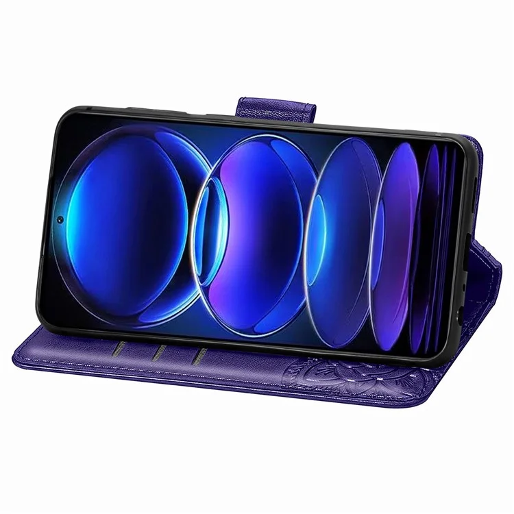 Para Xiaomi Redmi Note 12 Pro+ 5G Flip Folio Cover Imprinted PU Leather Stand Wallet Phone Case - Roxo