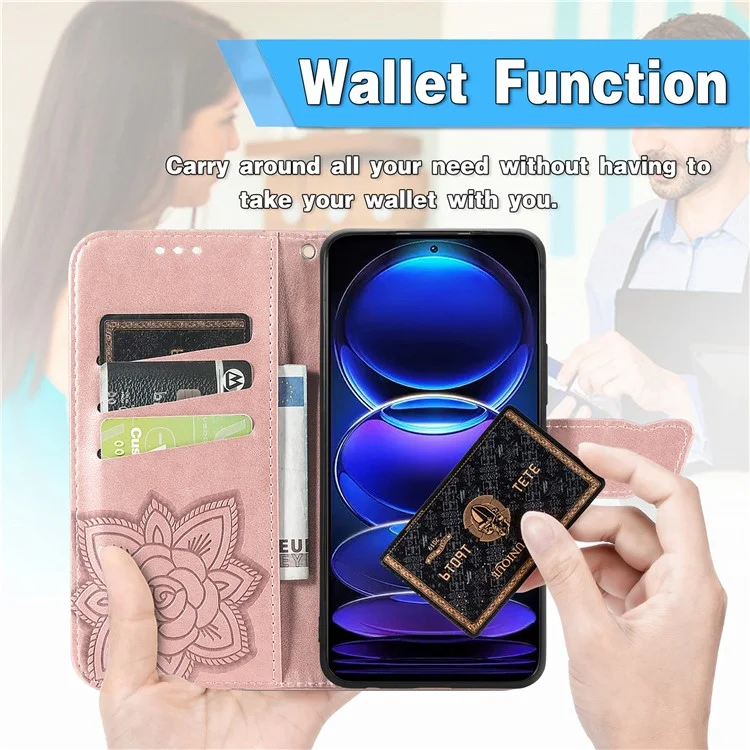 Para Xiaomi Redmi Note 12 Pro+ 5G Flip Folio Cover Imprinted PU Leather Stand Wallet Phone Case - Roxo