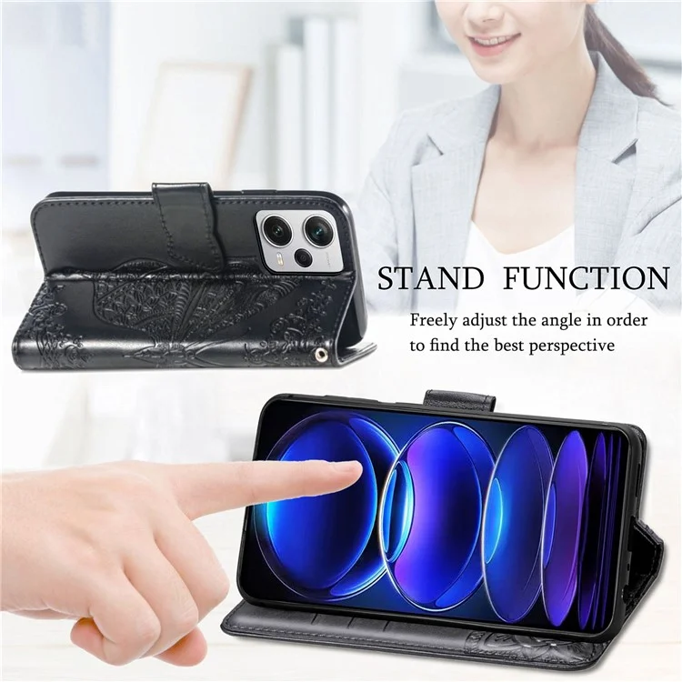Para Xiaomi Redmi Note 12 Pro+ 5G Flip Folio Cover Imprinted PU Leather Stand Wallet Phone Case - Roxo