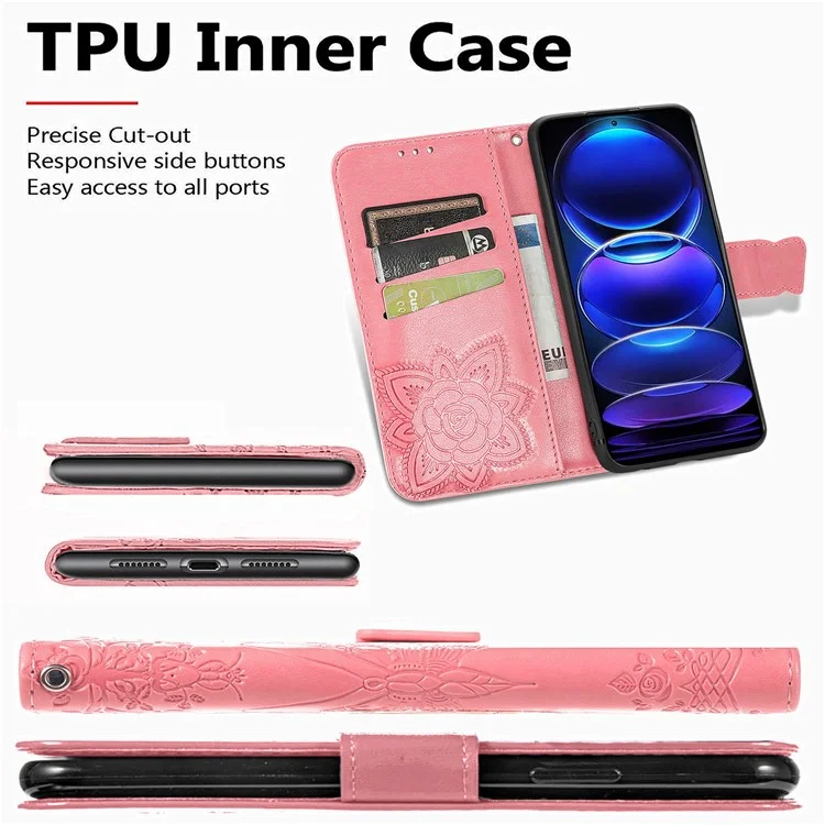 Para Xiaomi Redmi Note 12 Pro+ 5G Flip Folio Cover Imprinted PU Leather Stand Wallet Phone Case - Roxo