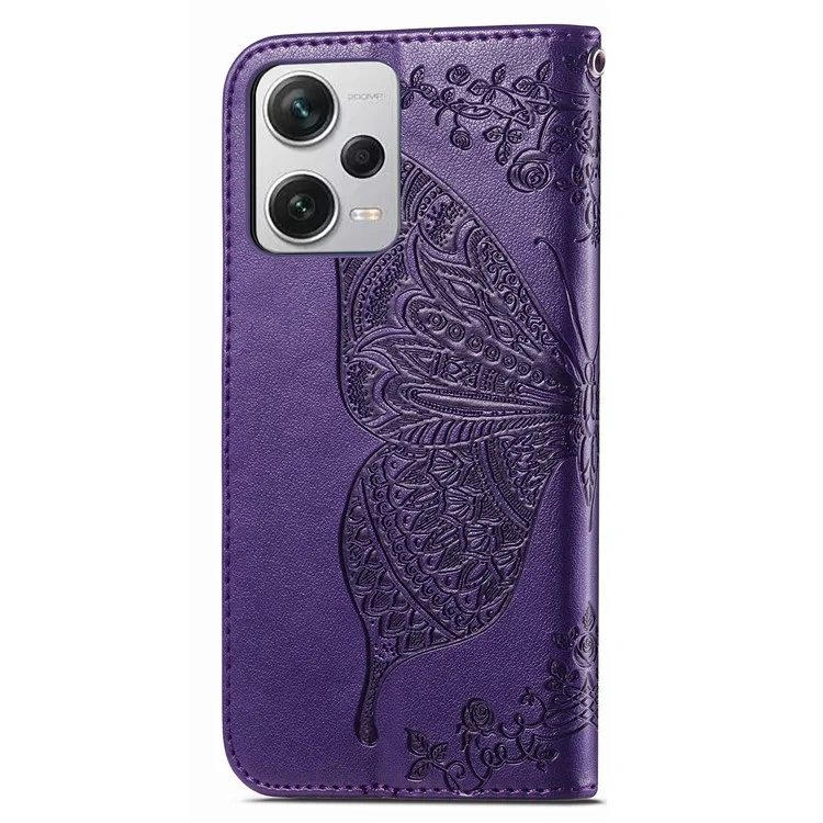 Para Xiaomi Redmi Note 12 Pro+ 5G Flip Folio Cover Imprinted PU Leather Stand Wallet Phone Case - Roxo
