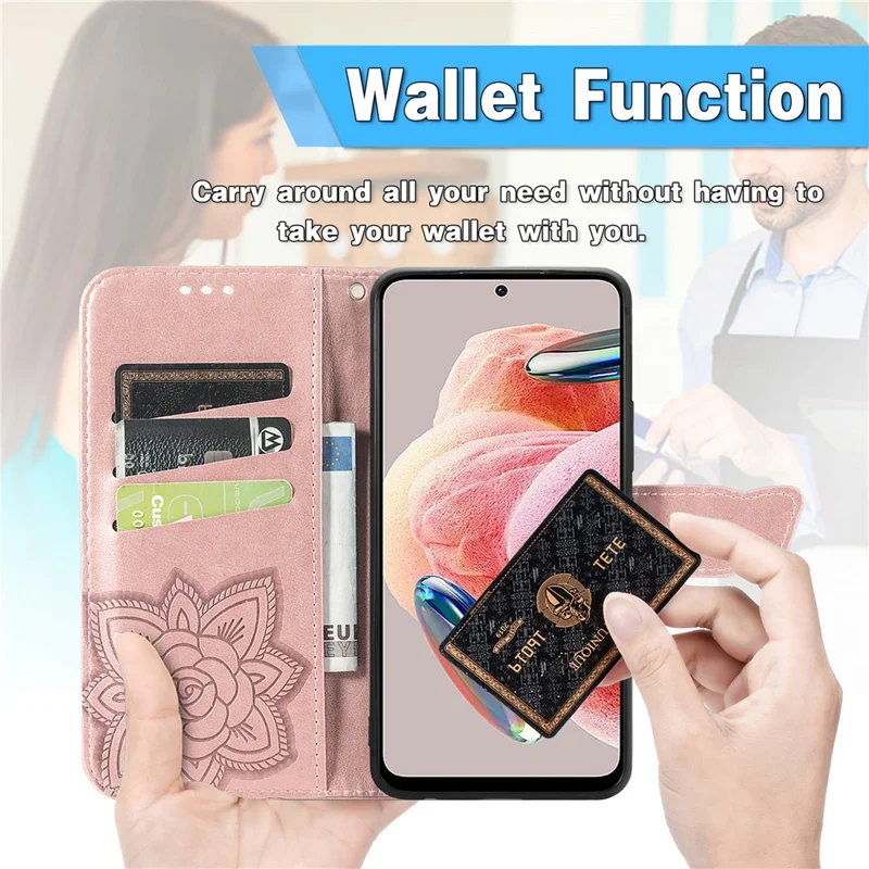 Per Xiaomi Redmi Note 12 4G Custodia in pelle PU con supporto a farfalla Custodia a portafoglio con chiusura a scatto - Blu