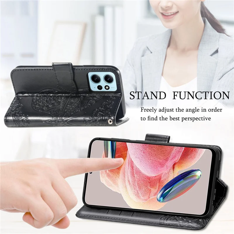 Per Xiaomi Redmi Note 12 4G Custodia in pelle PU con supporto a farfalla Custodia a portafoglio con chiusura a scatto - Blu