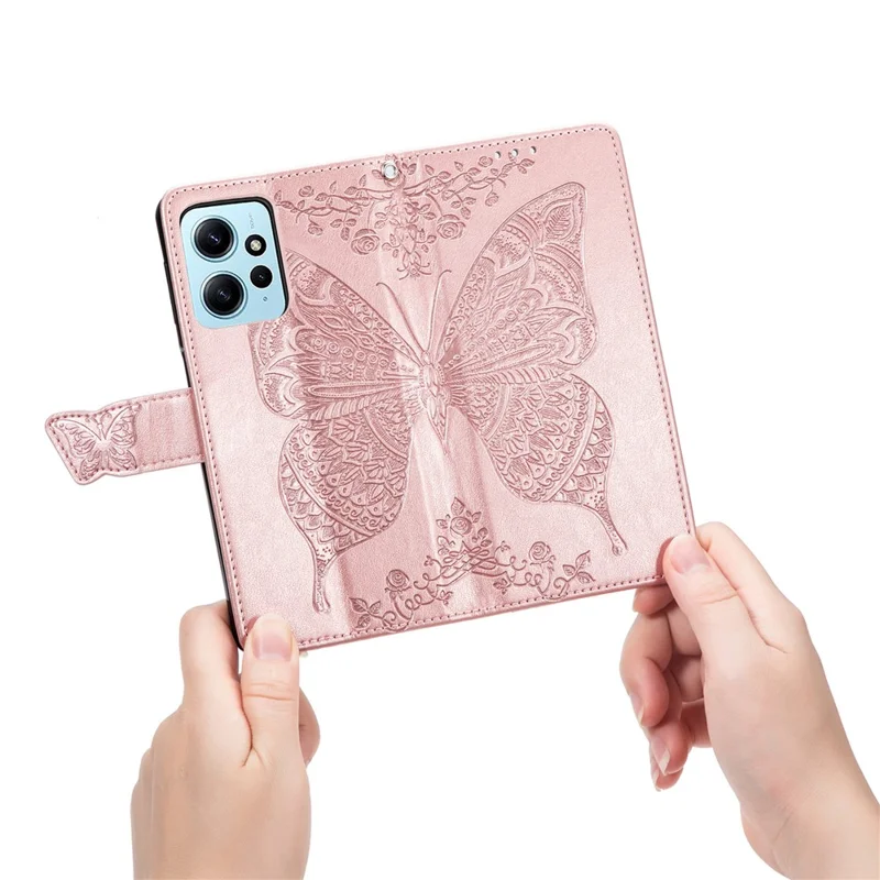 Per Xiaomi Redmi Note 12 4G Custodia in pelle PU con supporto a farfalla Custodia a portafoglio con chiusura a scatto - Blu