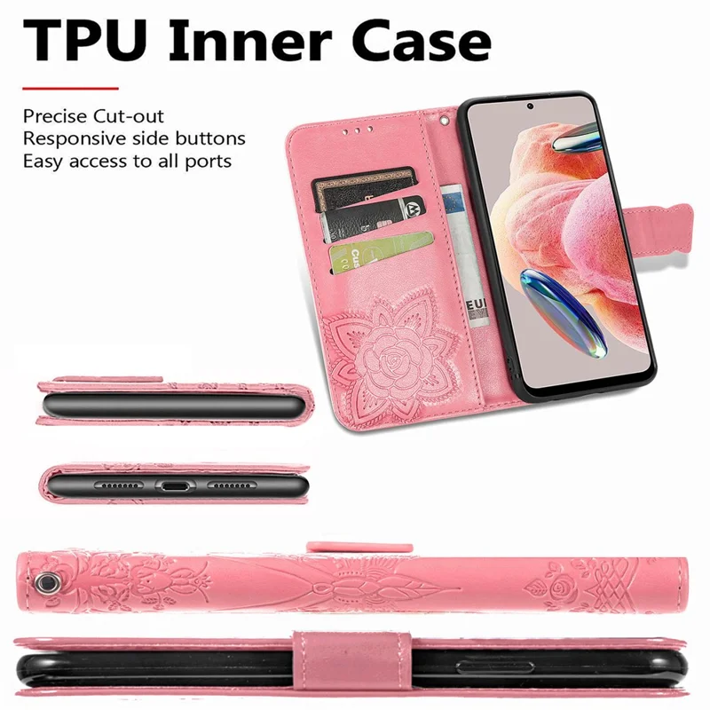 Per Xiaomi Redmi Note 12 4G Custodia in pelle PU con supporto a farfalla Custodia a portafoglio con chiusura a scatto - Blu