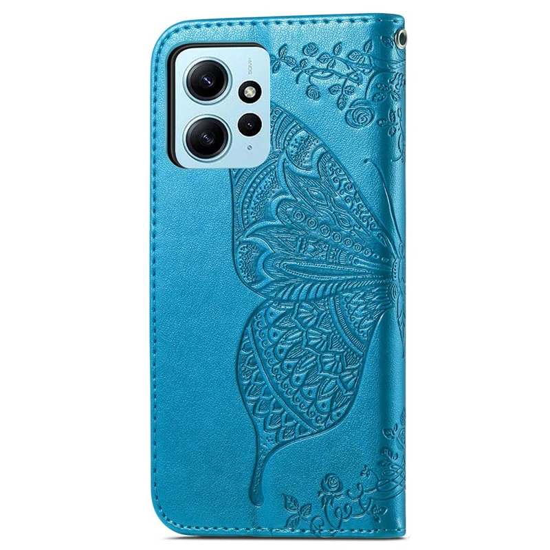 Per Xiaomi Redmi Note 12 4G Custodia in pelle PU con supporto a farfalla Custodia a portafoglio con chiusura a scatto - Blu
