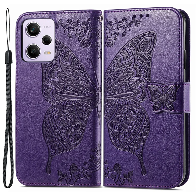 Custodia a Portafoglio Flip Per Xiaomi Redmi Note 12 Pro 5G / Nota 12 Pro Speed ​​5g / Poco X5 Pro 5g, PU Coperchio Pelle Coperchio di Buncola di Carta - Viola