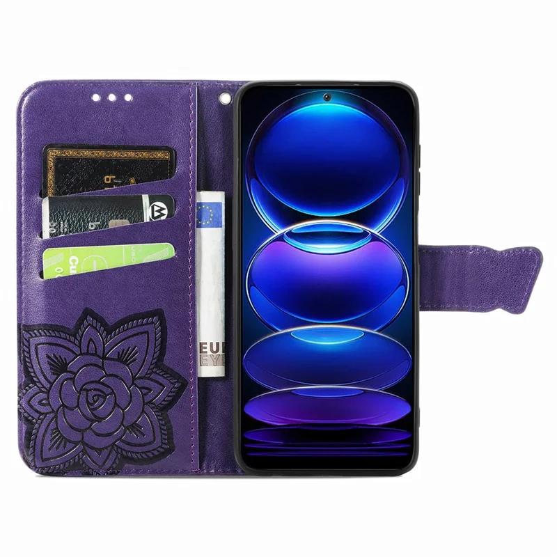 Custodia a Portafoglio Flip Per Xiaomi Redmi Note 12 Pro 5G / Nota 12 Pro Speed ​​5g / Poco X5 Pro 5g, PU Coperchio Pelle Coperchio di Buncola di Carta - Viola