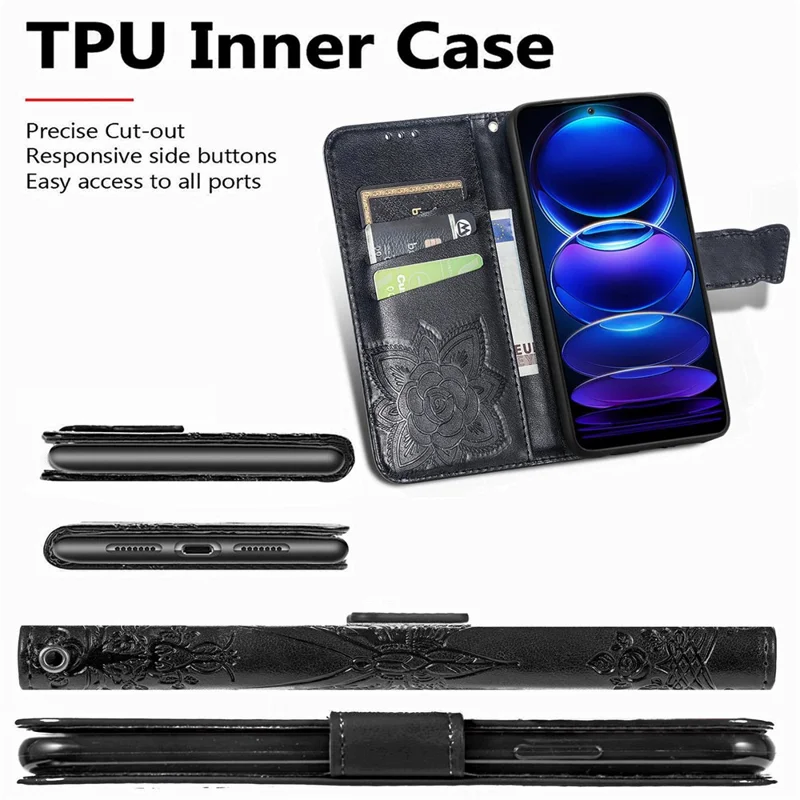 Custodia a Portafoglio Flip Per Xiaomi Redmi Note 12 Pro 5G / Nota 12 Pro Speed ​​5g / Poco X5 Pro 5g, PU Coperchio Pelle Coperchio di Buncola di Carta - Viola