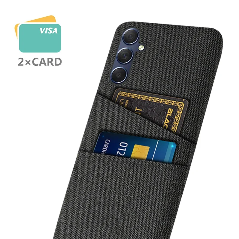 Para Samsung Galaxy A24 4G (162.1 x 77.6 x 8.3mm) Funda de teléfono con ranuras para tarjetas Dobles PC + Tela Anticaída - Negro
