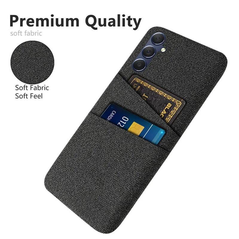 Para Samsung Galaxy A24 4G (162.1 x 77.6 x 8.3mm) Funda de teléfono con ranuras para tarjetas Dobles PC + Tela Anticaída - Negro