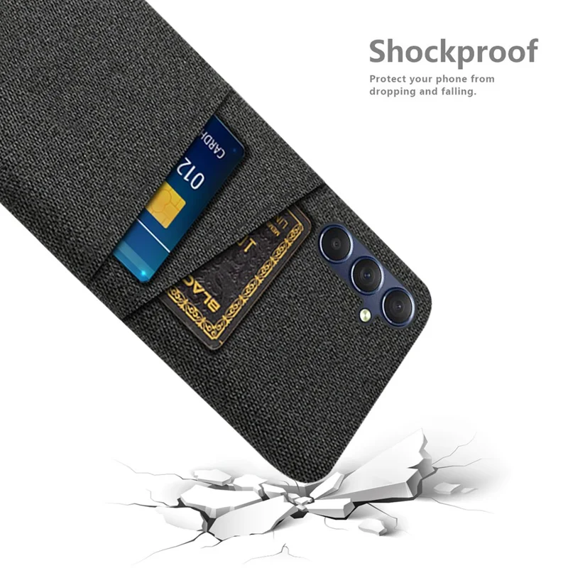 Para Samsung Galaxy A24 4G (162.1 x 77.6 x 8.3mm) Funda de teléfono con ranuras para tarjetas Dobles PC + Tela Anticaída - Negro