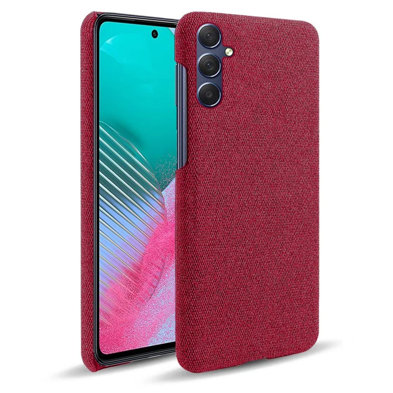 For Samsung Galaxy A24 4G (162.1 x 77.6 x 8.3mm) Non-Slip Case Cloth+Hard PC Protective Guardian Phone Cover - Red