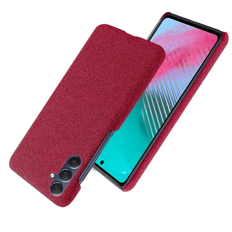 For Samsung Galaxy A24 4G (162.1 x 77.6 x 8.3mm) Non-Slip Case Cloth+Hard PC Protective Guardian Phone Cover - Red