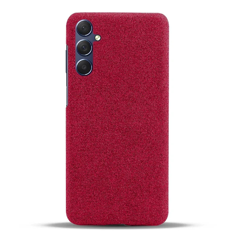 For Samsung Galaxy A24 4G (162.1 x 77.6 x 8.3mm) Non-Slip Case Cloth+Hard PC Protective Guardian Phone Cover - Red