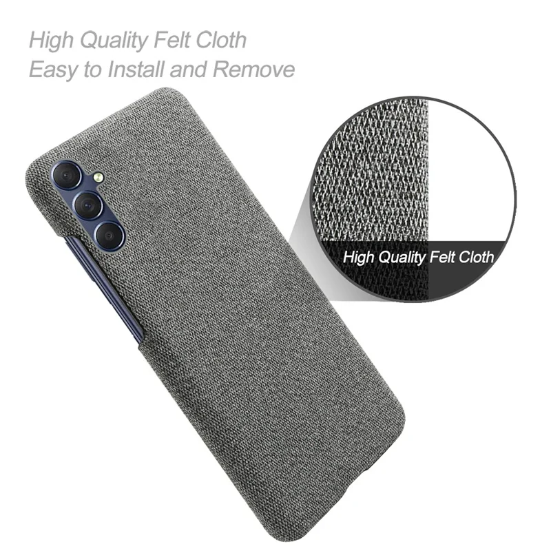 For Samsung Galaxy A24 4G (162.1 x 77.6 x 8.3mm) Non-Slip Case Cloth+Hard PC Protective Guardian Phone Cover - Grey