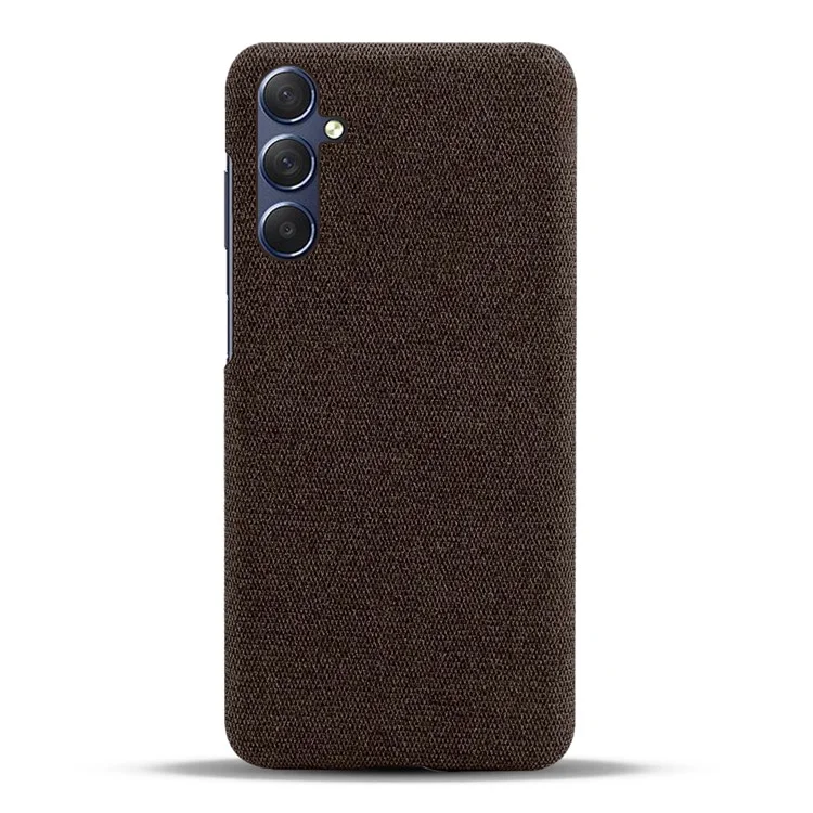 For Samsung Galaxy A24 4G (162.1 x 77.6 x 8.3mm) Non-Slip Case Cloth+Hard PC Protective Guardian Phone Cover - Brown