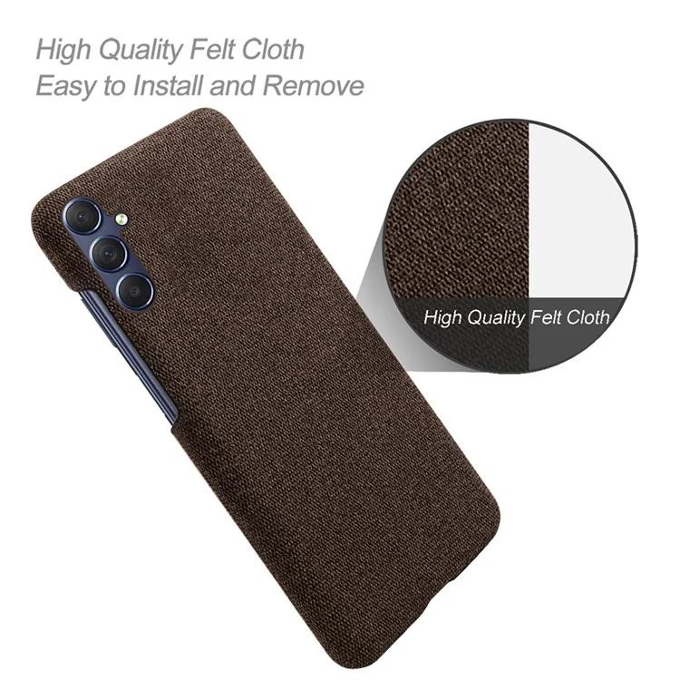 For Samsung Galaxy A24 4G (162.1 x 77.6 x 8.3mm) Non-Slip Case Cloth+Hard PC Protective Guardian Phone Cover - Brown