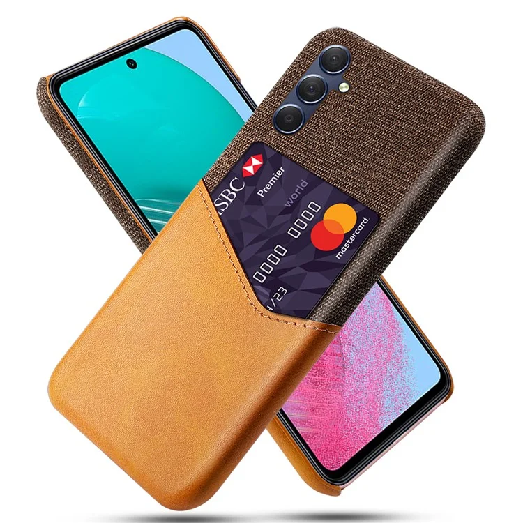 For Samsung Galaxy A24 4G (162.1 x 77.6 x 8.3mm) Card Holder Phone Case Cloth Texture Leather Coated PC Back Cover - Orange
